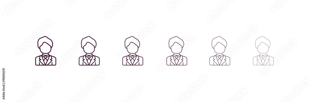 bussiness man outline icon. Linear vector from people concept. 6 different line style bussiness man icon included thin, light, regular, medium, bold, black bussiness man outline icon. Linear vector from people concept. 6 different line style bussiness man icon included thin, light, regular, medium, bold, black