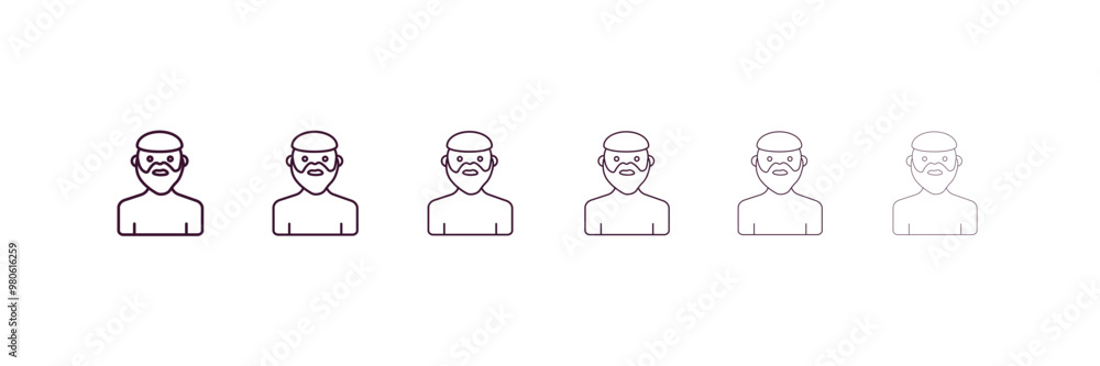 muslim man outline icon. Linear vector from people concept. 6 different line style muslim man icon included thin, light, regular, medium, bold, black muslim man outline icon. Linear vector from people concept. 6 different line style muslim man icon included thin, light, regular, medium, bold, black