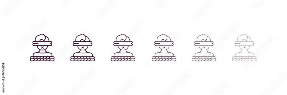 kidnapping outline icon. Linear vector from people concept. 6 different line style kidnapping icon included thin, light, regular, medium, bold, black kidnapping outline icon. Linear vector from people concept. 6 different line style kidnapping icon included thin, light, regular, medium, bold, black
