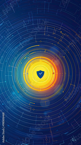 Cyber security shield background cover image surrounded by technology
