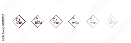 baby zone outline icon. Linear vector from people concept. 6 different line style baby zone icon included thin, light, regular, medium, bold, black