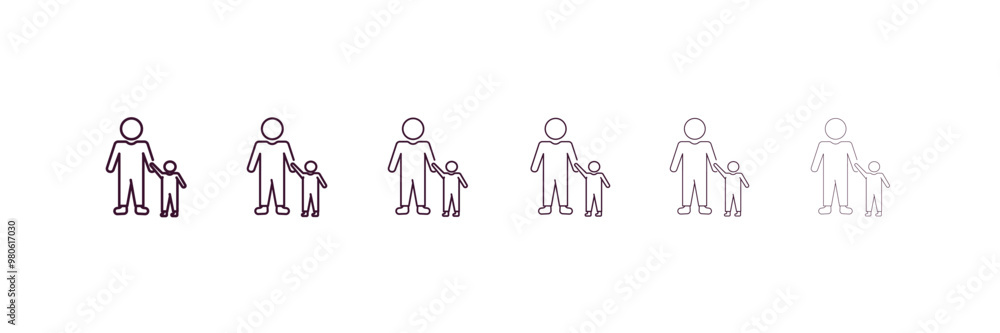 father and children outline icon. Linear vector from people concept. 6 different line style father and children icon included thin, light, regular, medium, bold, black father and children outline icon. Linear vector from people concept. 6 different line style father and children icon included thin, light, regular, medium, bold, black