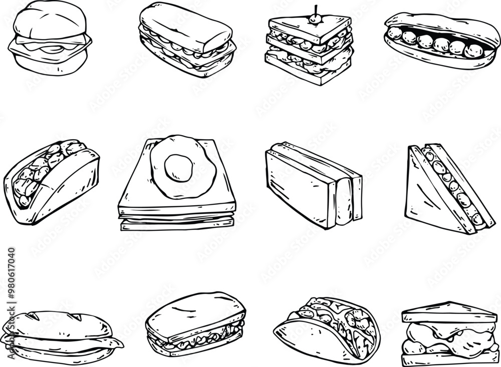 sandwich illustration hand drawing black and white sandwich illustration hand drawing black and white