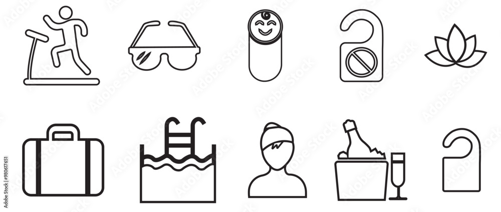 Hotel related icons. Hotel related vector illustration icon set Hotel related icons. Hotel related vector illustration icon set