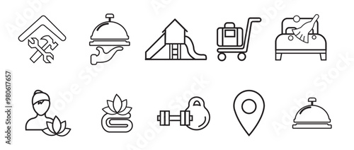 Hotel related icons. Hotel related vector illustration icon set