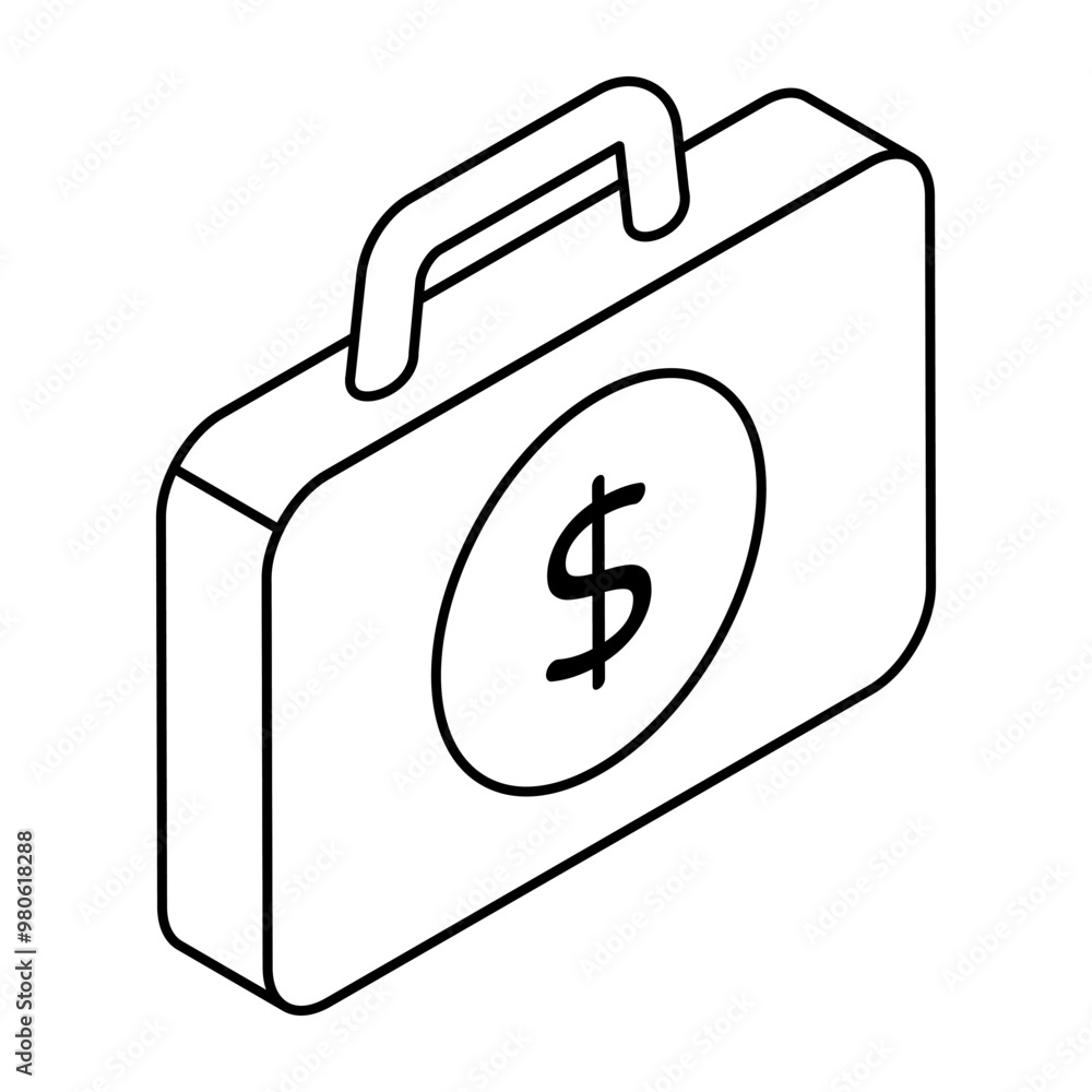 An icon design of financial bag, money briefcase vector An icon design of financial bag, money briefcase vector