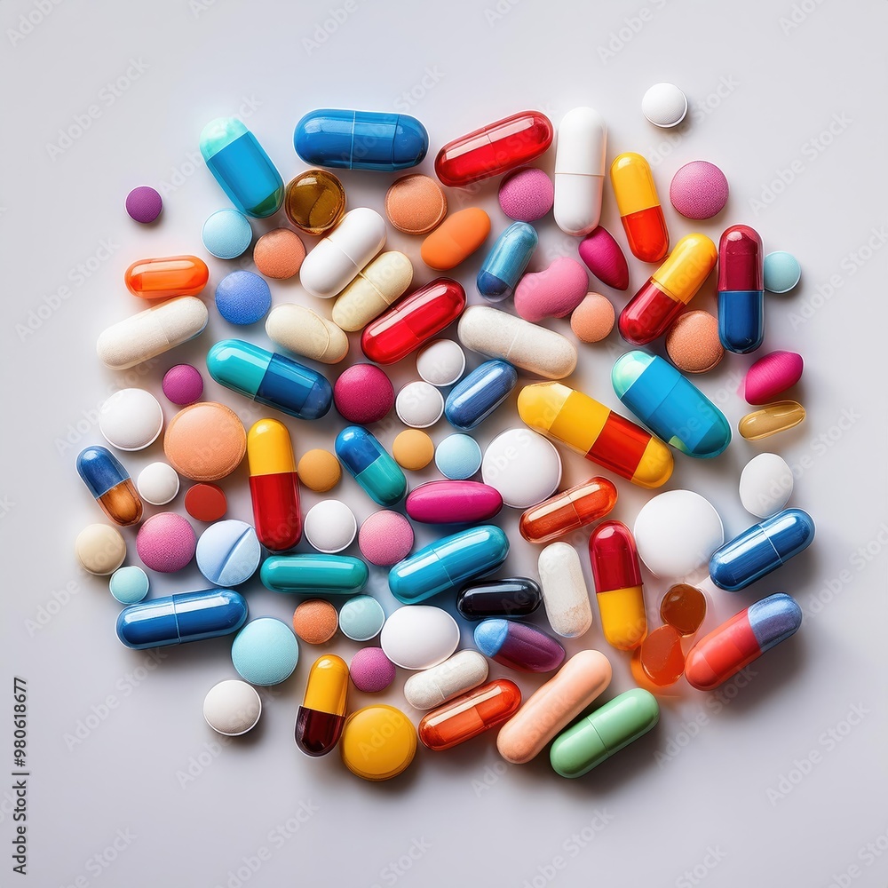 Colorful pills on a white background Colorful pills on a white background