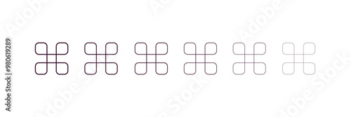 command outline icon. Linear vector from programming concept. 6 different line style command icon included thin, light, regular, medium, bold, black