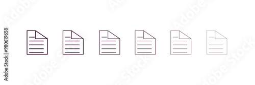 page outline icon. Linear vector from programming concept. 6 different line style page icon included thin, light, regular, medium, bold, black