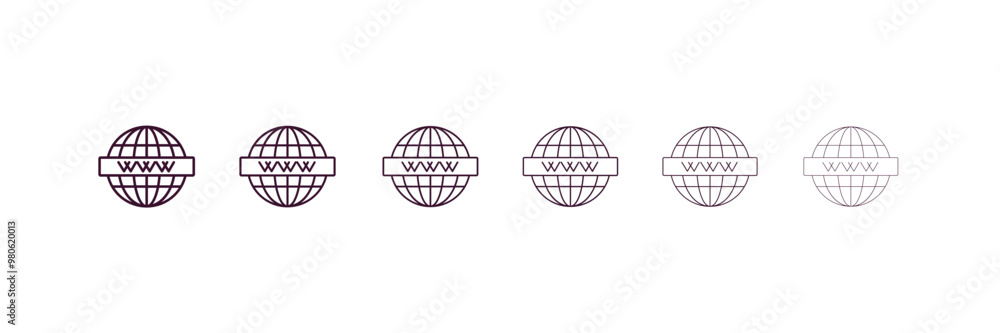 web domain outline icon. Linear vector from programming concept. 6 different line style web domain icon included thin, light, regular, medium, bold, black web domain outline icon. Linear vector from programming concept. 6 different line style web domain icon included thin, light, regular, medium, bold, black