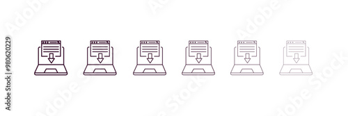 landing page outline icon. Linear vector from programming concept. 6 different line style landing page icon included thin, light, regular, medium, bold, black