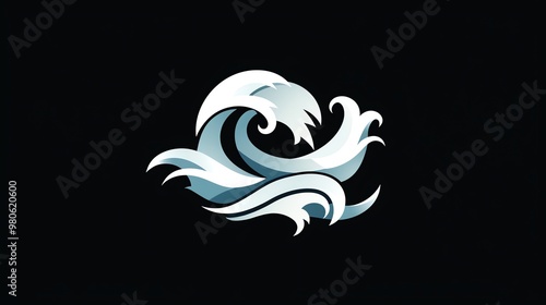 A stylized wave design against a black background.