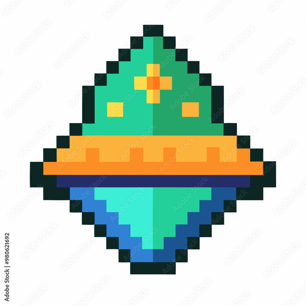Fototapeta premium Colorful Pixel Art Gem with Geometric Design and Retro Aesthetic
