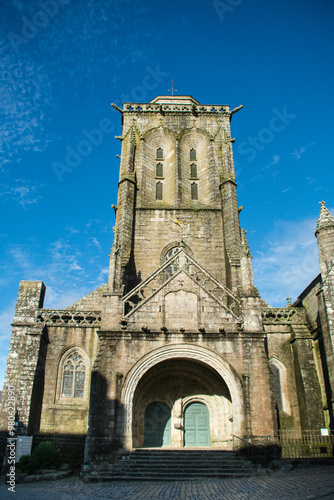 A view of the exterior of St. Ronan Church in Locronan, France