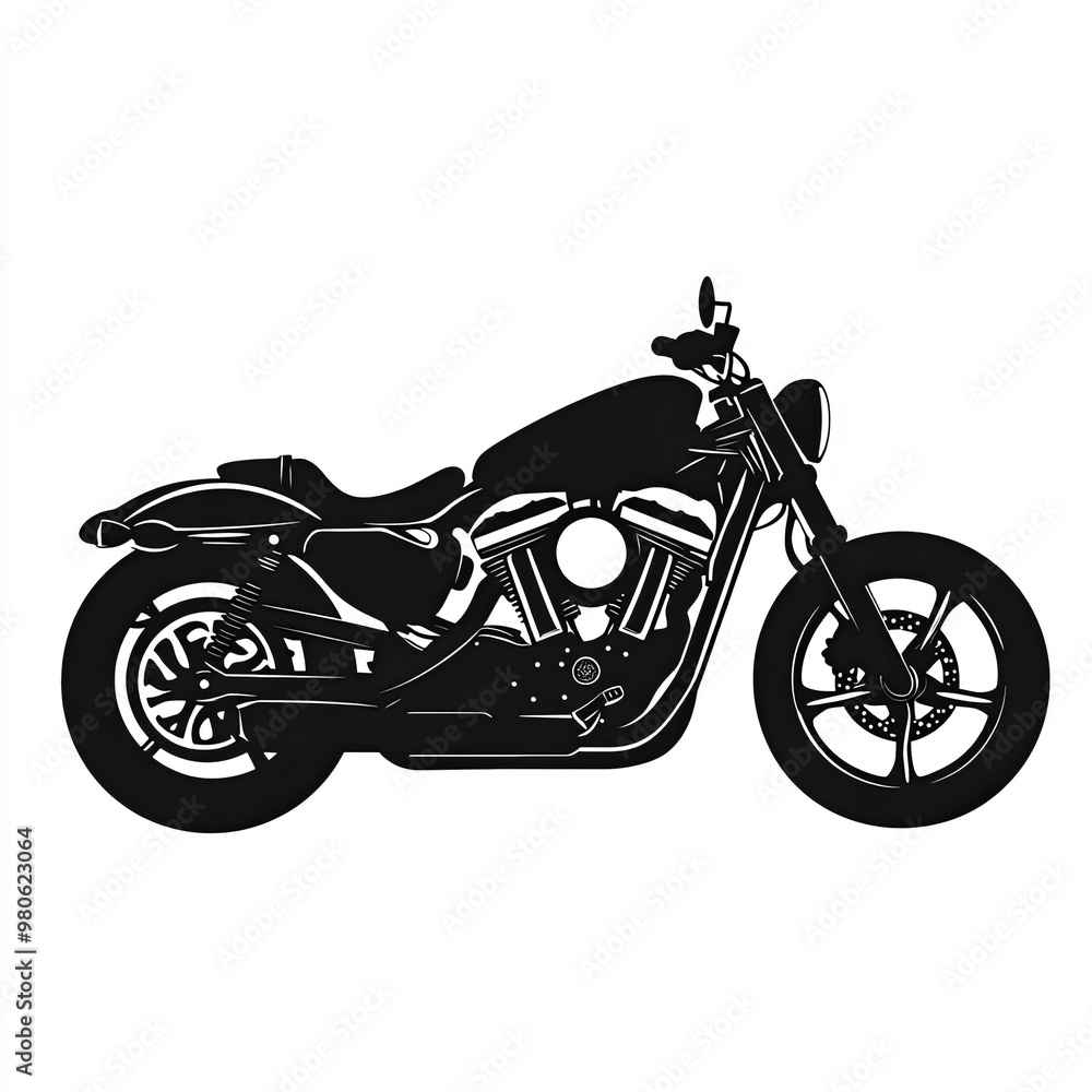 Fototapeta premium Harley Silhouette, Illustration Isolated On White Background