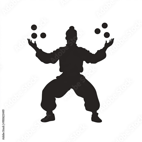 Juggling Silhouette, Illust...