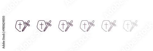 crusade outline icon. Linear vector from religion concept. 6 different line style crusade icon included thin, light, regular, medium, bold, black