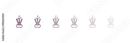 incense burner outline icon. Linear vector from religion concept. 6 different line style incense burner icon included thin, light, regular, medium, bold, black