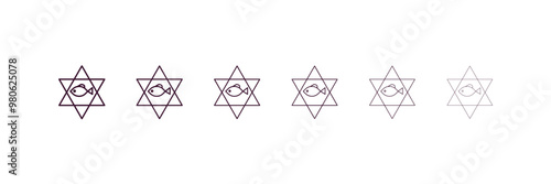 inclined fish outline icon. Linear vector from religion concept. 6 different line style inclined fish icon included thin, light, regular, medium, bold, black