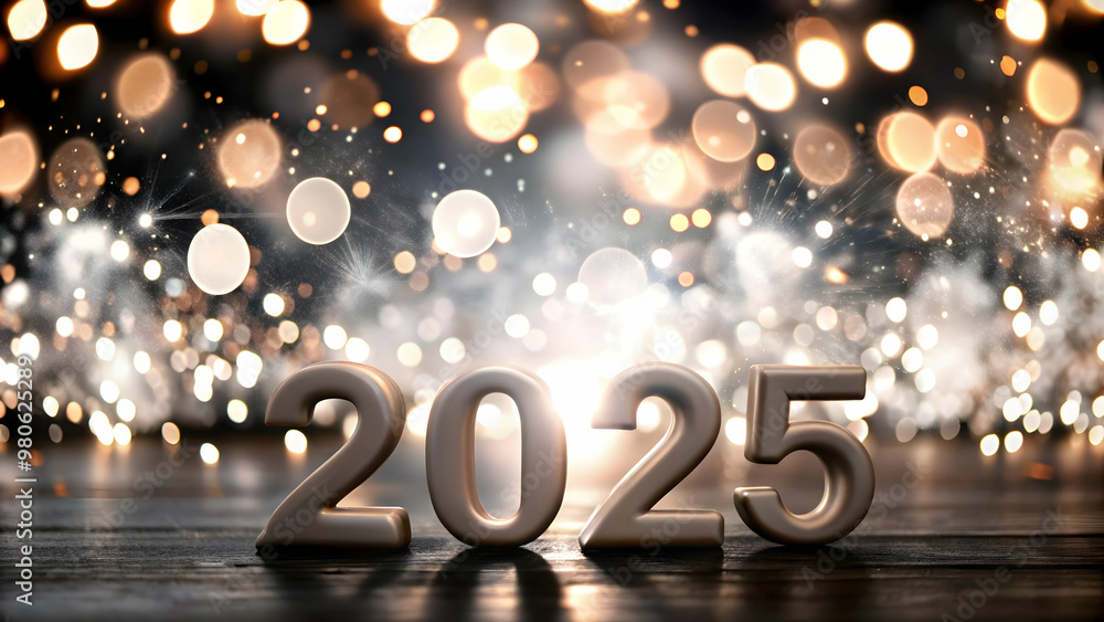 Flat Bokeh Wishes for 2025: Soft Focus Background with Glowing Lights for New Year Messages � Perfect for Conveying Dreamy Celebrations