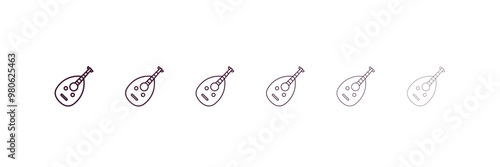 oud outline icon. Linear vector from religion concept. 6 different line style oud icon included thin, light, regular, medium, bold, black