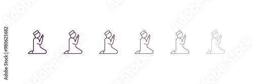 salah outline icon. Linear vector from religion concept. 6 different line style salah icon included thin, light, regular, medium, bold, black