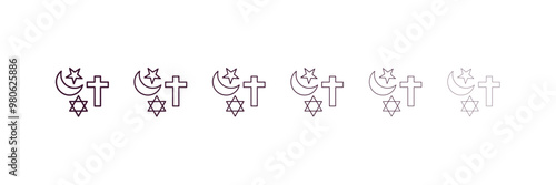 abrahamic outline icon. Linear vector from religion concept. 6 different line style abrahamic icon included thin, light, regular, medium, bold, black