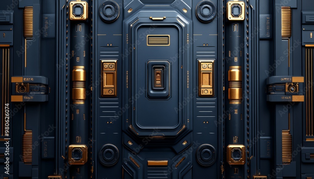 Abstract Futuristic Panel with Gold Accents Abstract Futuristic Panel with Gold Accents