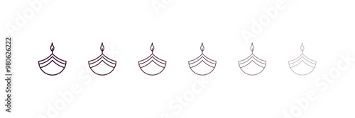 diwali outline icon. Linear vector from religion concept. 6 different line style diwali icon included thin, light, regular, medium, bold, black photo