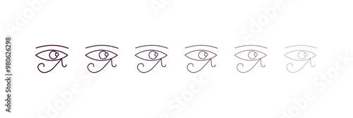 eye of ra outline icon. Linear vector from religion concept. 6 different line style eye of ra icon included thin, light, regular, medium, bold, black