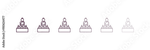 great buddha outline icon. Linear vector from religion concept. 6 different line style great buddha icon included thin, light, regular, medium, bold, black