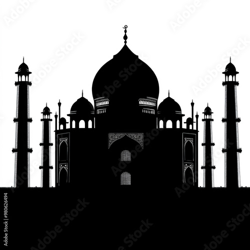 Taj Mahal Silhouette, Illus...