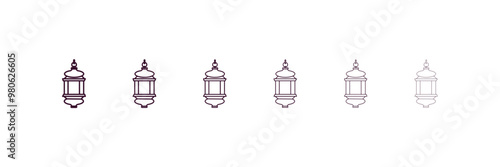 arabian lantern outline icon. Linear vector from religion concept. 6 different line style arabian lantern icon included thin, light, regular, medium, bold, black