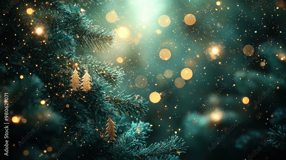 An elegant and festive Christmas background with dark green, blue, and gold hues softly blended together, creating a dreamy, blurred effect that evokes warmth and holiday cheer. anime style An elegant and festive Christmas background with dark green, blue, and gold hues softly blended together, creating a dreamy, blurred effect that evokes warmth and holiday cheer. anime style