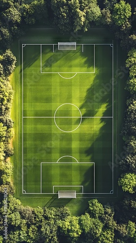 High angle view of soccer field 