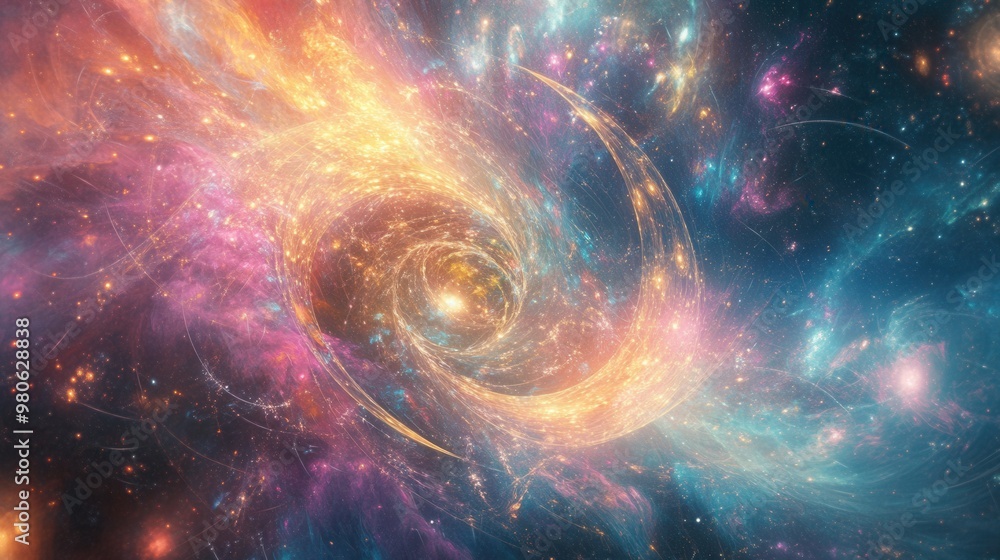 Vibrant Cosmic Swirl in Deep Space Vibrant Cosmic Swirl in Deep Space