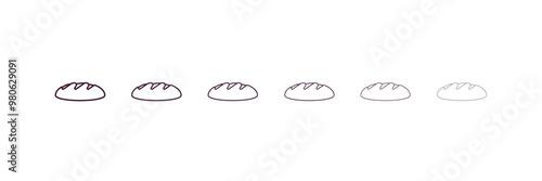 load of bread outline icon. Linear vector from restaurant concept. 6 different line style load of bread icon included thin, light, regular, medium, bold, black
