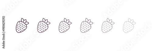 strawberry drawing outline icon. Linear vector from restaurant concept. 6 different line style strawberry drawing icon included thin, light, regular, medium, bold, black