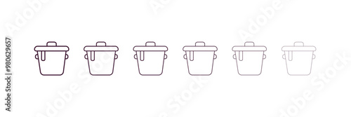 bistro pot outline icon. Linear vector from restaurant concept. 6 different line style bistro pot icon included thin, light, regular, medium, bold, black