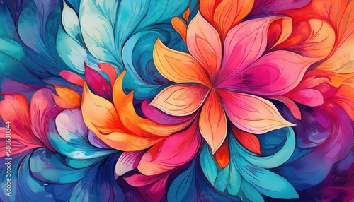 Abstract floral art in vibrant hues