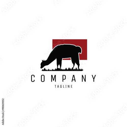 super outdated logo of the rare animal alpaca. isolated logo, badge, emblem, icon, sticker design, vintage animal industry.
