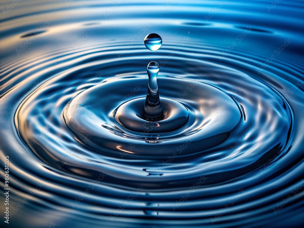 Water falling impact drop round circle wave ripple Water falling impact drop round circle wave ripple