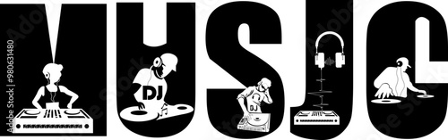 Music name Free vector cute astronaut playing dj electronic music with headphone cartoon icon illustration