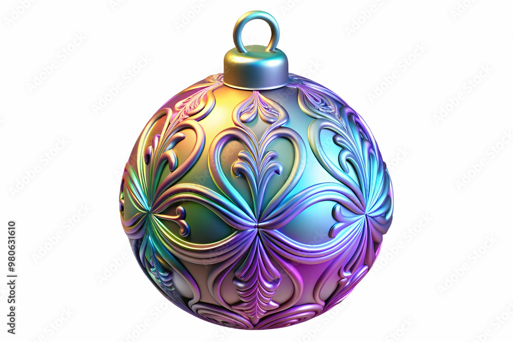 3D Holographic Ornament Concept: Isolated Festive Decoration with Intricate Designs Symbolizing Happy New Year 2025, Reflective Surface and Vibrant Colors 3D Holographic Ornament Concept: Isolated Festive Decoration with Intricate Designs Symbolizing Happy New Year 2025, Reflective Surface and Vibrant Colors