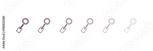 key ring outline icon. Linear vector from tools concept. 6 different line style key ring icon included thin, light, regular, medium, bold, black