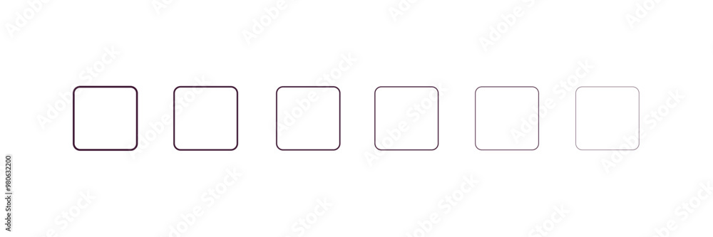 basic square outline icon. Linear vector from tools concept. 6 different line style basic square icon included thin, light, regular, medium, bold, black basic square outline icon. Linear vector from tools concept. 6 different line style basic square icon included thin, light, regular, medium, bold, black
