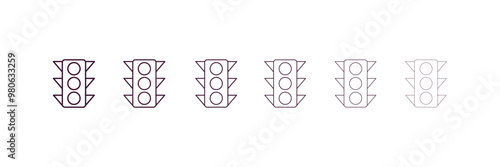semaphore lights outline icon. Linear vector from tools concept. 6 different line style semaphore lights icon included thin, light, regular, medium, bold, black