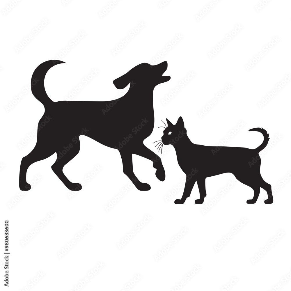 This is a simple black and white illustration of a cat silhouette. This is a simple black and white illustration of a cat silhouette.