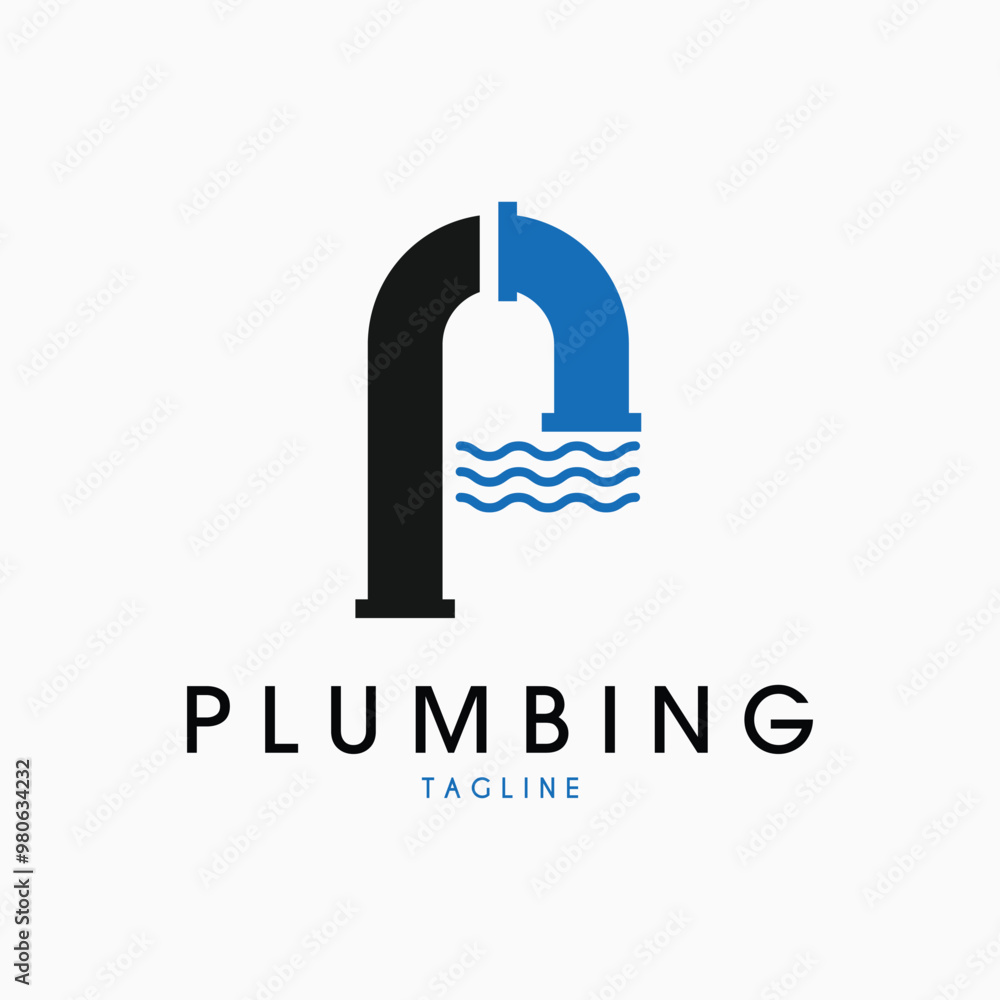 letter p plumbing pipe wave logo vector illustration design letter p plumbing pipe wave logo vector illustration design