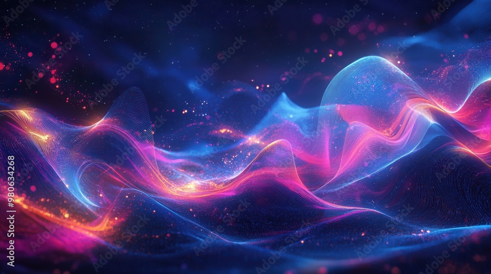 Vibrant Abstract Light Waves in Blue and Pink Colors Vibrant Abstract Light Waves in Blue and Pink Colors